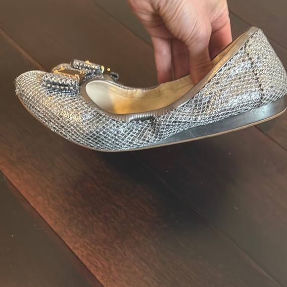 Cole Haan Metallic Silver Flats with Bow Accent - Picture 5 of 9